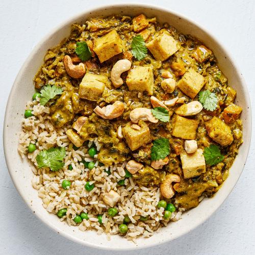 Creamy Korma Dish with basmati rice & fried tofu