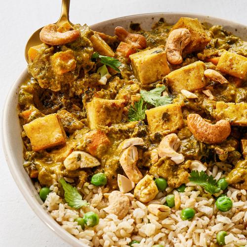 Creamy Korma Dish with basmati rice & fried tofu