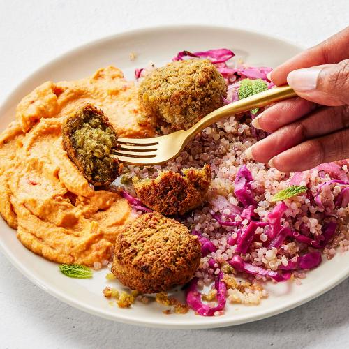 Falafel Dish with creamy hummus & tabouli